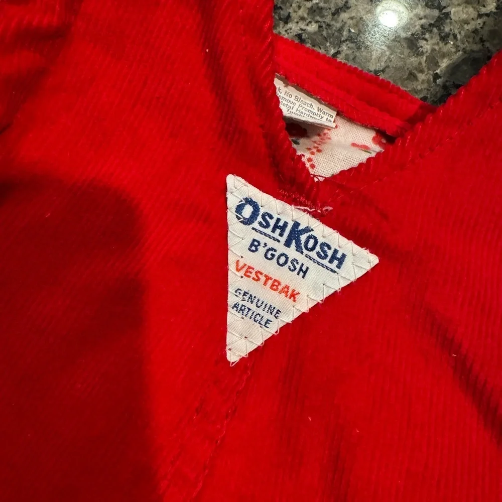 OshKosh B’Gosh Red Corduroy Overalls Size 6 Vintage NWT Lined USA Made